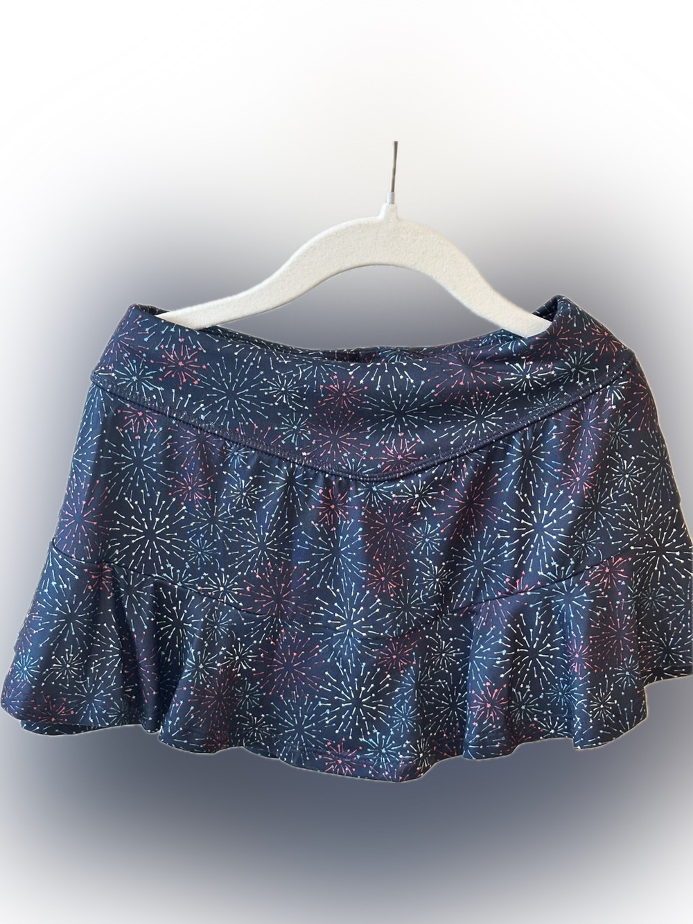 All In Motion Navy Firework-Print Skater Skirt